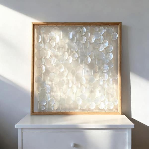 24 in. x 24 in. Brown 3D Coastal Capiz Shell by Abstract Wood Wall