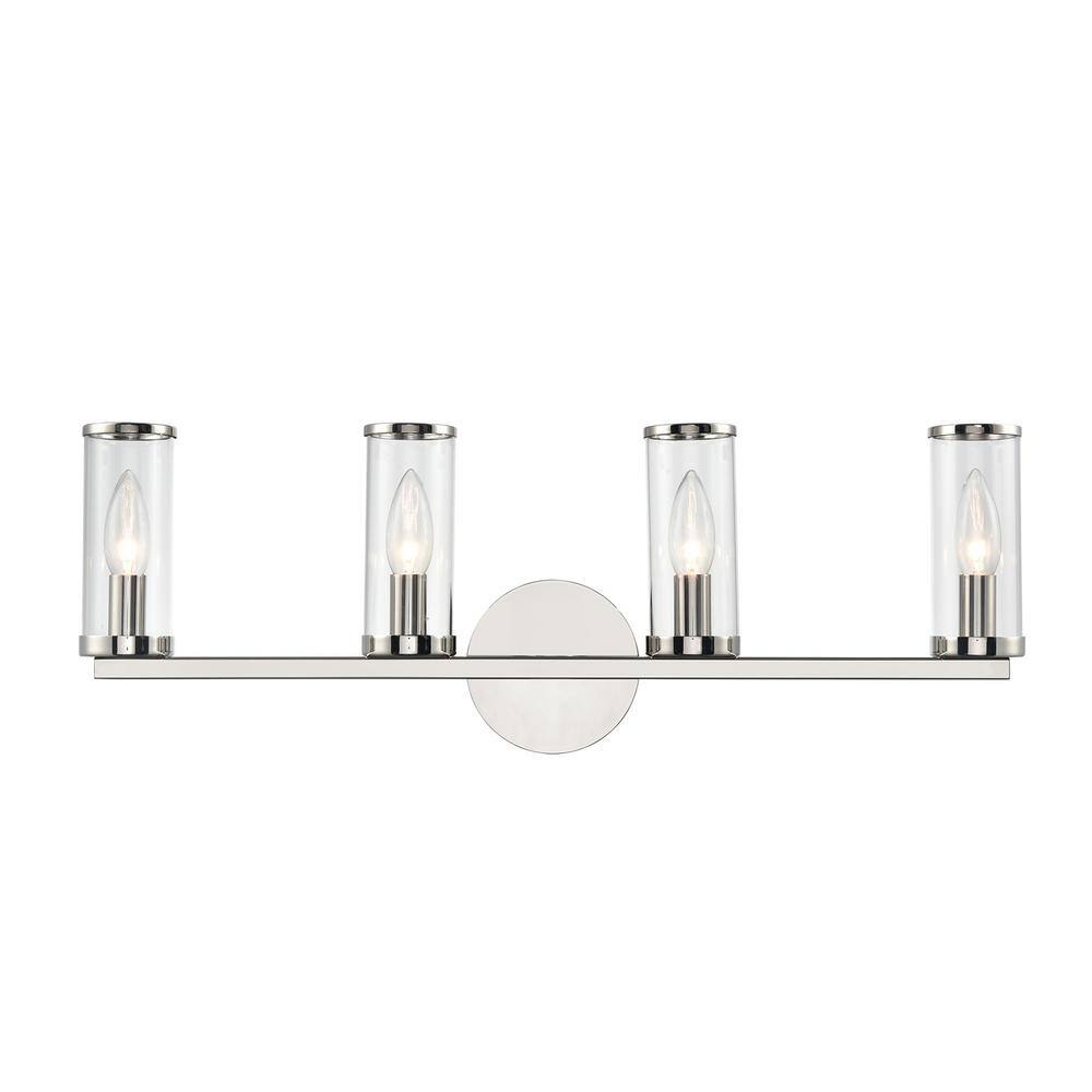 Polished Nickel 4-Light Vanity Light with Clear Glass Shades