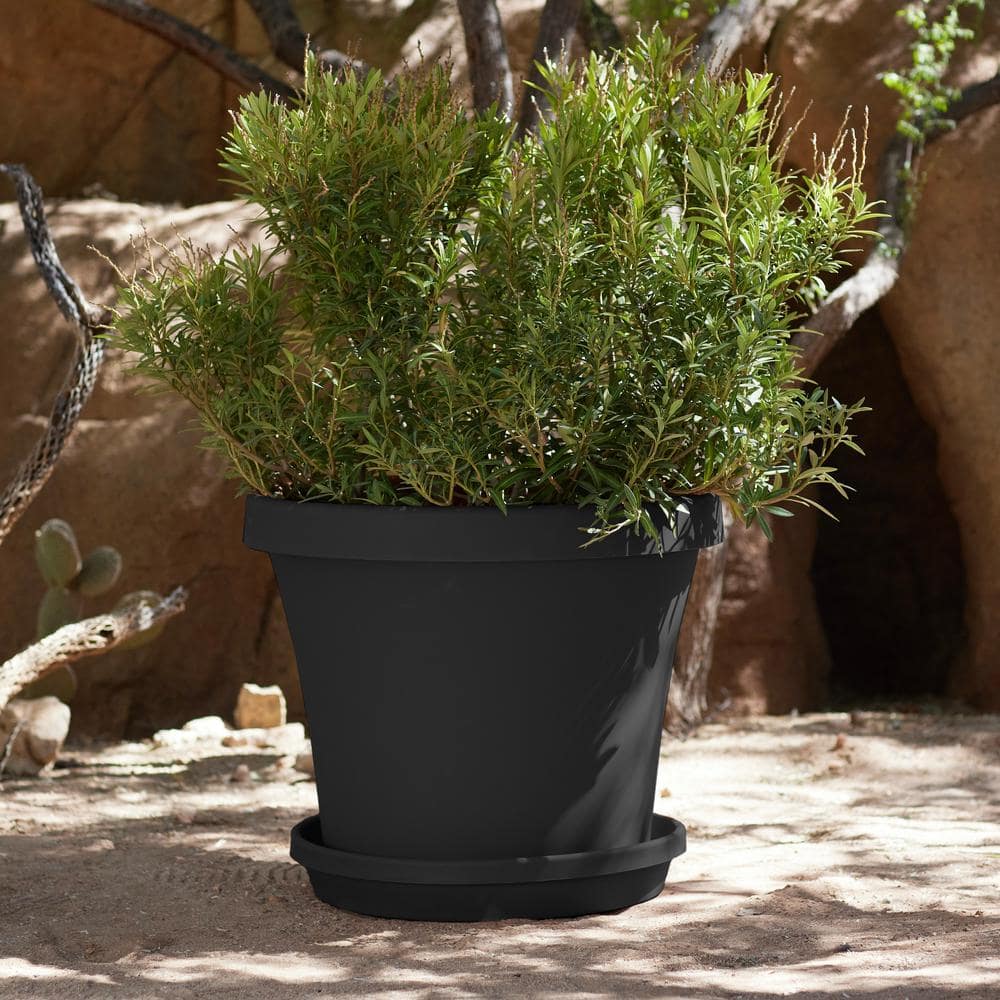 Terra Tapered 24" Black Polypropylene Indoor & Outdoor Planter