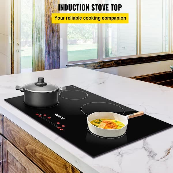 VEVOR 30.3 x 20.5 in. Built-in Induction Electric Cooktop in Black Stove Top  with 4 Modular Burners Ceramic Glass QRSCKDC30220VG35MV4 - The Home Depot