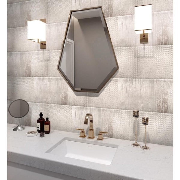 Saga 11.4 in. x 39.3 in. White Ceramic Matte Floor and Wall Tile (6.24 sq. ft./case) 2-Pack