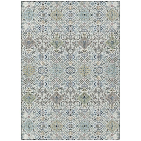Chantille Machine Washable Indoor/Outdoor Abstract ACN2440 Ivory 9 ft. x 12 ft. Area Rug