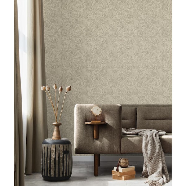 Zebra Leaf Linen Palm Vinyl Peel and Stick Wallpaper Roll (Covers 30.75 sq. ft.)