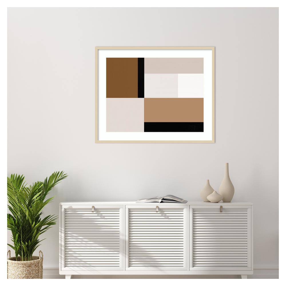 Neutral Centerpoint I Brown and Beige Framed Abstract Print