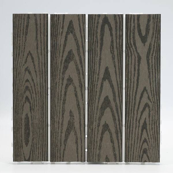 Afoxsos 1 ft. x 1 ft. Wood Plastic Composite Deck Tile, All-Weather for Indoor and Outdoor in Dark Grey (20-Pack)