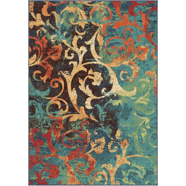 Orian Rugs Watercolor Scroll Multi 5 ft. x 8 ft. Indoor Area Rug