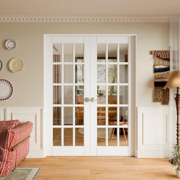 TENONER 72in x 80in 15 Lite Clear Glass Universal White Primed