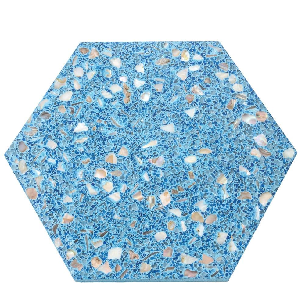 Amalfi 9x8 in. Yosemite Blue with Copper flecks Glossy Shell, Terrazzo Hexagon Tile (1.8 sq ft/case, 5-Pack) price history on PriceWatchPro