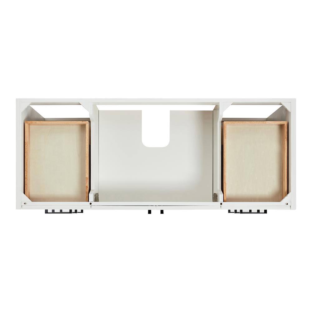 Kelly 55" White Solid Wood Single Sink Vanity with Carrara Marble Top