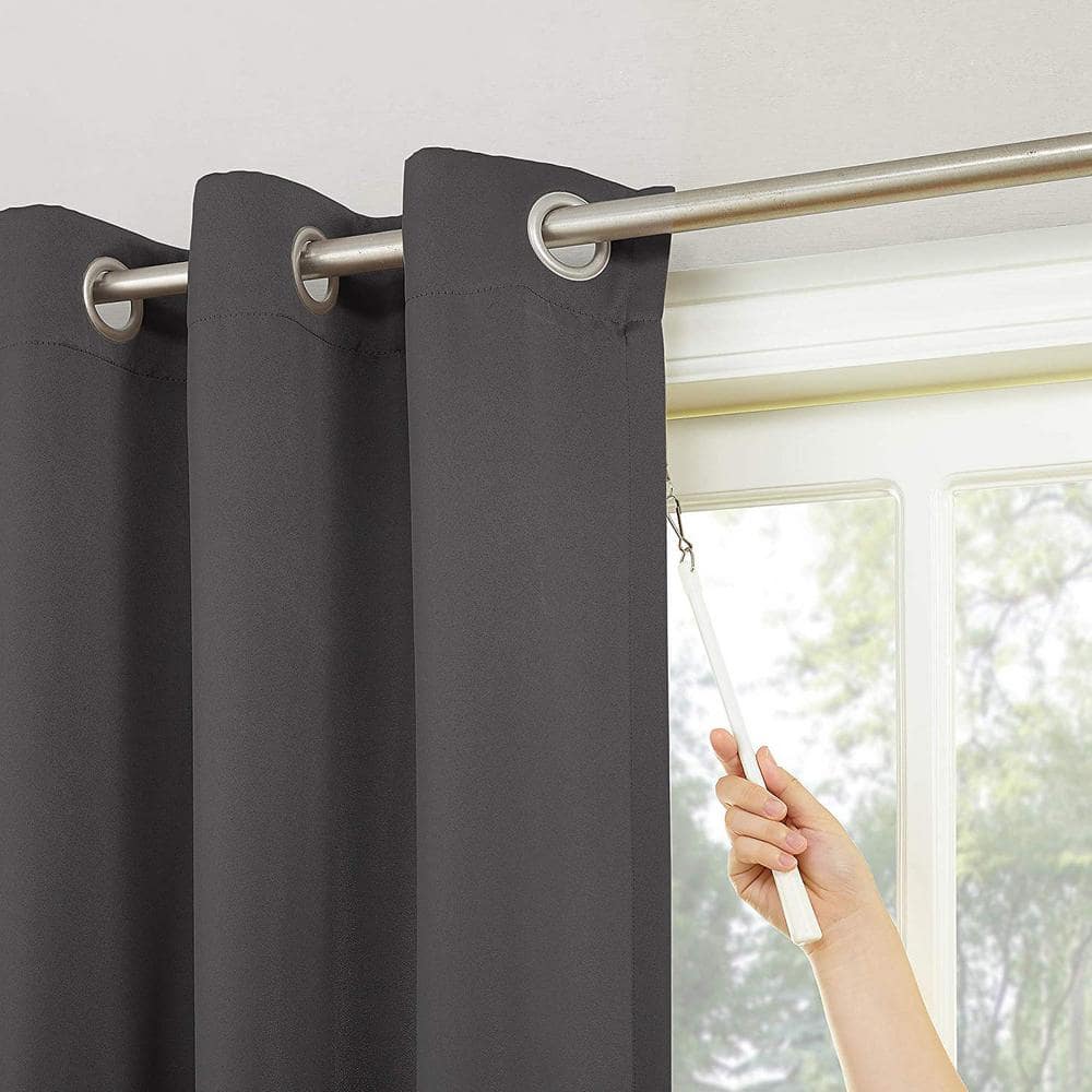 Charcoal Blackout Grommet Patio Door Curtain Panel, 100"x84"
