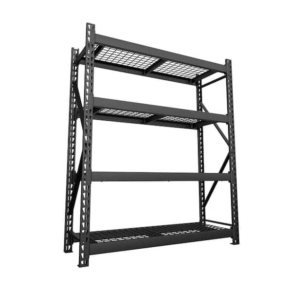 85 in. Tall Black Metal 4-Tier Garage Storage Shelving Bookcases Unit with Adjustable Shelves (73 in. W x 24 in. D)