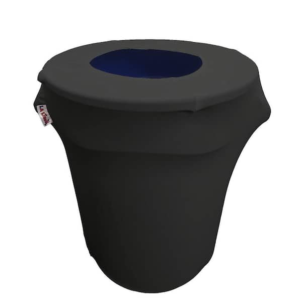 Stretch Spandex Trash Can Cover 32 Gal. Round in Black