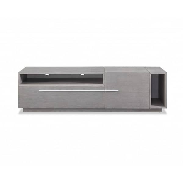 HomeRoots Gray Oak TV Stand Fits TV's up to 75 in. with Drawers and Shelves