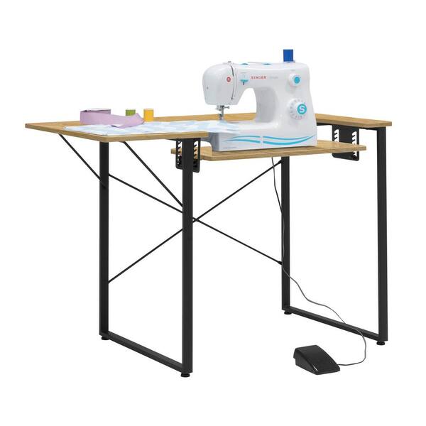 Sew Ready Dart Sewing Table MDF with Adjustable Dropdown Platform and  Folding Side Shelf in Graphite / Ashwood 13406 - The Home Depot