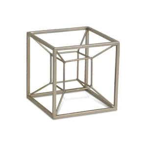 6 in. Champagne Metal 3D Cube Decorative Sculpture