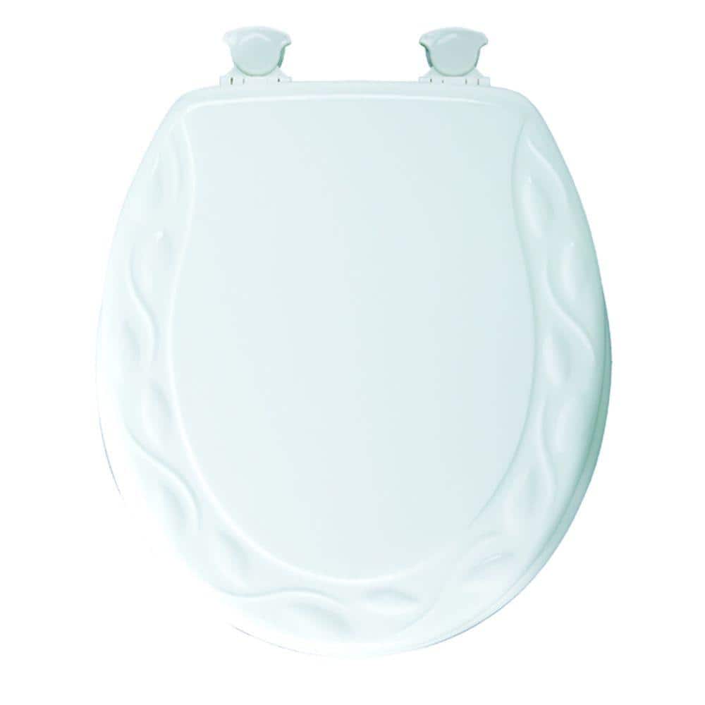 BEMIS Sculptured Ivy Round Closed Enameled Wood Front Toilet Seat in White Removes for Easy