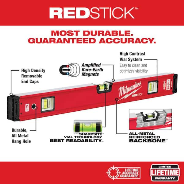 24 in. REDSTICK Magnetic Box Level with 10 in. 360 Locking Die Cast Torpedo Level (2-Piece)