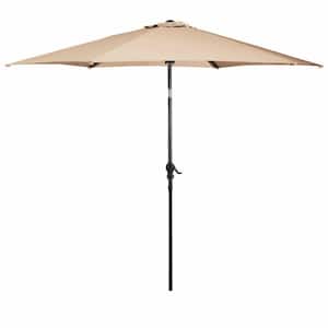 10 ft. Steel Push-Up Patio Umbrella in Beige
