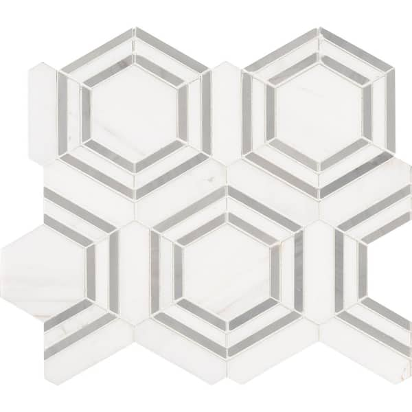 MSI Georama Grigio 13 in. x 11 in. x 10 mm Polished Marble Mosaic Tile (9.9 sq. ft. / case)