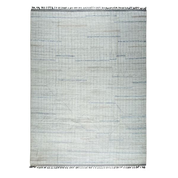 Beige Hand-Knotted Wool Contemporary Marrakech Handspun 10 ft. x 13 ft. Luxurious Modern Rug for Living R, Area Rug