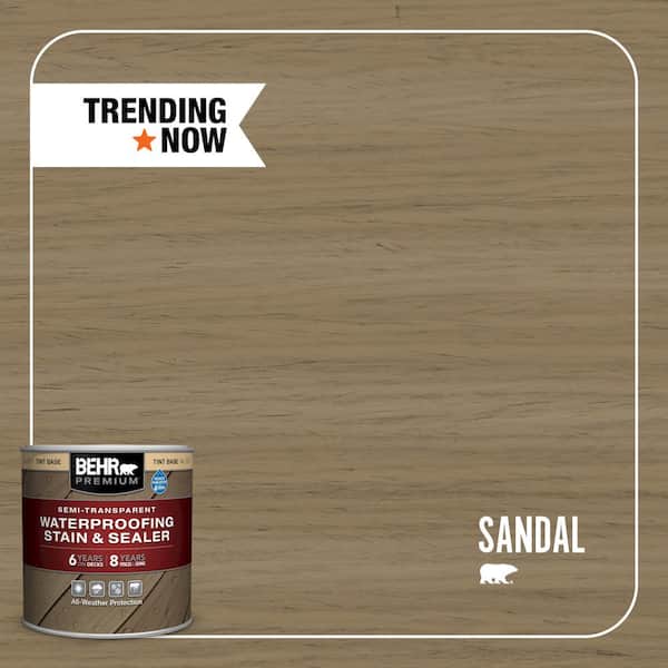 BEHR PREMIUM 8 oz. #ST-121 Sandal Semi-Transparent Waterproofing Exterior Wood Stain and Sealer Sample