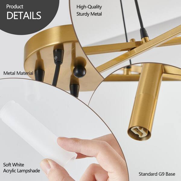 Jushua 20-Light Gold Metal Chandelier with Adjustable Height