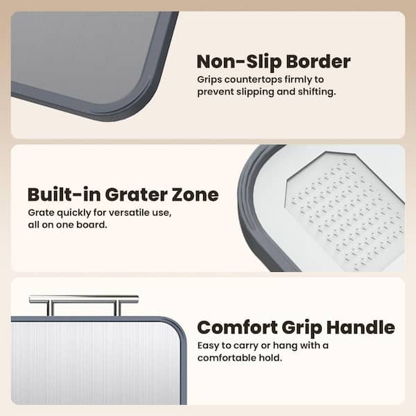 Dura Titanium and Wheat Straw PP Cutting Board Double-Sided 17.5 in. x 11 in. Sustainable and Ideal for Daily Chopping