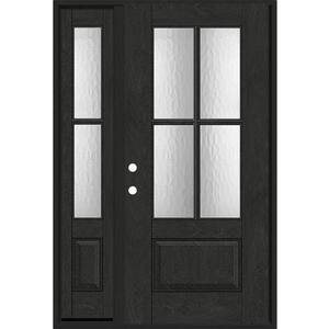 Regency 53 in. x 80 in. 3/4Lite 4SDL Oasis Deco Glass RHIS Prefinish Onyx Fiberglass Prehung Front Door w/1_ 14inSL