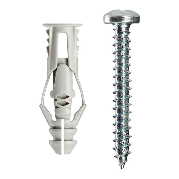 #8 x 1-1/2 in. Plastic Push-In Ribbed 46 lbs. Anchors (15-Pack)