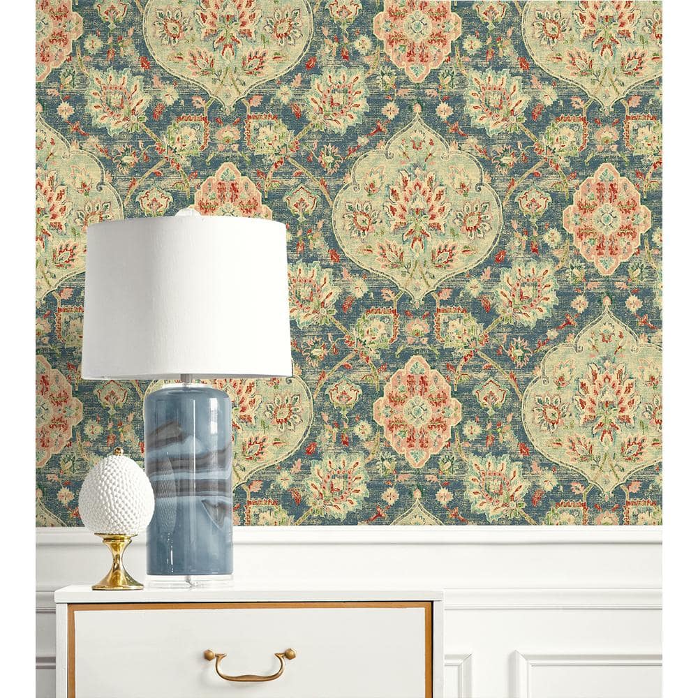 Caspian Celestial Blue Damask Peel and Stick Wallpaper