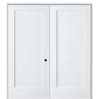 Shaker Flat Panel 36 in. x 80 in. Left Hand Solid Core Primed Composite Double Prehung French Door with 4-9/16 in. Jamb