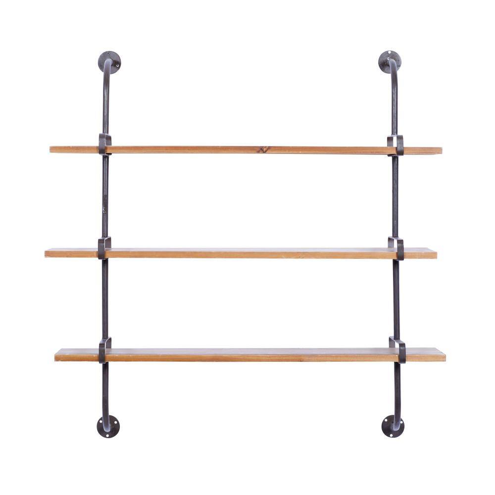 Elegant 38'' Brown Wood Floating Wall Shelf with Five Sections