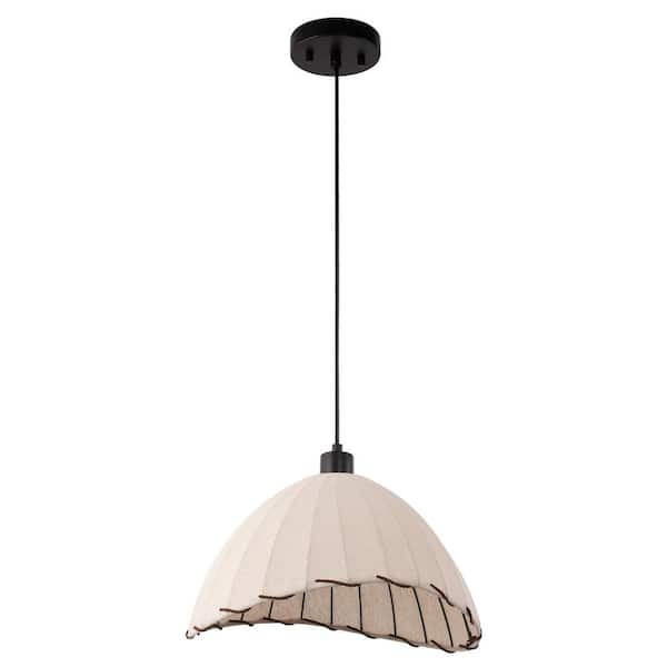 Briignite 1-Light Boho Black and White Umbrella Rattan Pendant Light for Dining Rooms, Bedrooms, or Cafes, Hanging Lamp (2-Pack)