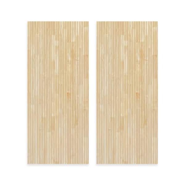 60 in. x 80 in. Japanese Series Pre Assemble Natural Pine Wood Unfinished Interior Double Sliding Closet Doors