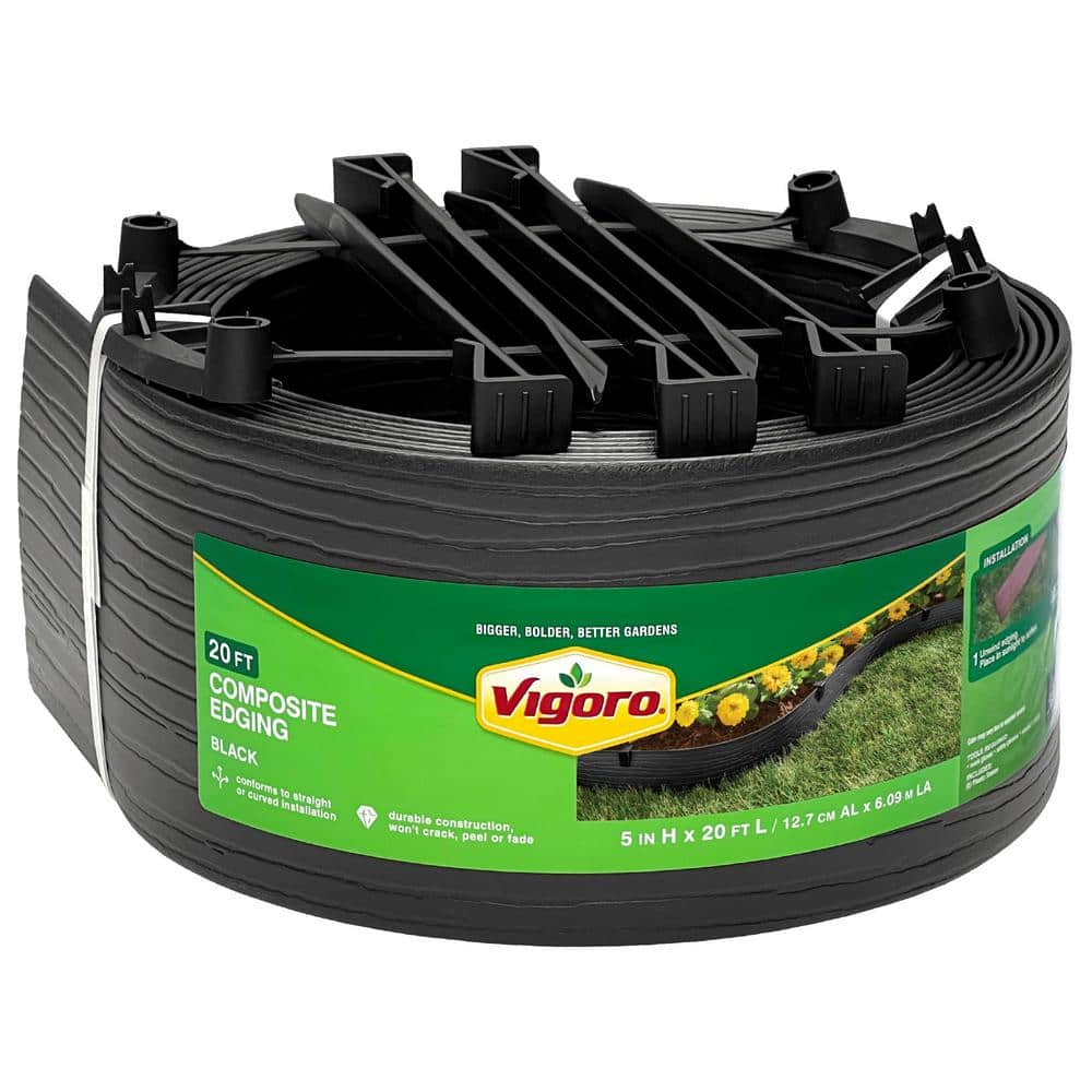 Vigoro 20 ft. Black Composite Edging with Stakes 55420 - The Home