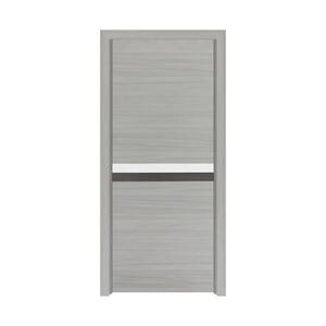 24 in. x 80 in. No-Bore Solid MDF Core Gray Melamine-Finished Wood Interior Door Slab with Complete Door Frame Set