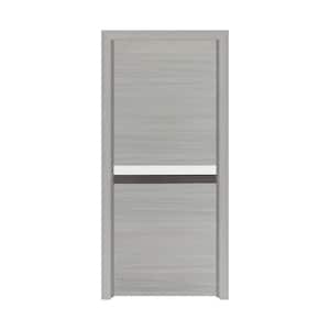 28 in. x 80 in. No-Bore Solid MDF Core Gray Melamine-Finished Wood Interior Door Slab with Complete Door Frame Set