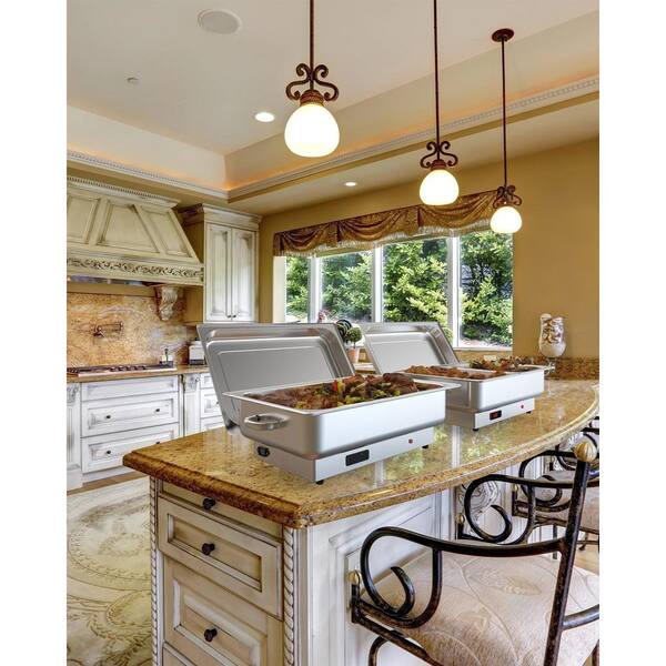 9QT(2x1/2Pan)Electric Chafing Dish with Temperature Control, Stainless Steel Buffet Servers and Warmers for Catering