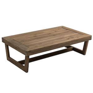 Brown Acacia Wood Modern Rectangle Outdoor Coffee Table