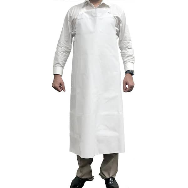 BISON LIFE Waterproof and Oilproof Vinyl Bib Apron with Adjustable Neck, Small, White