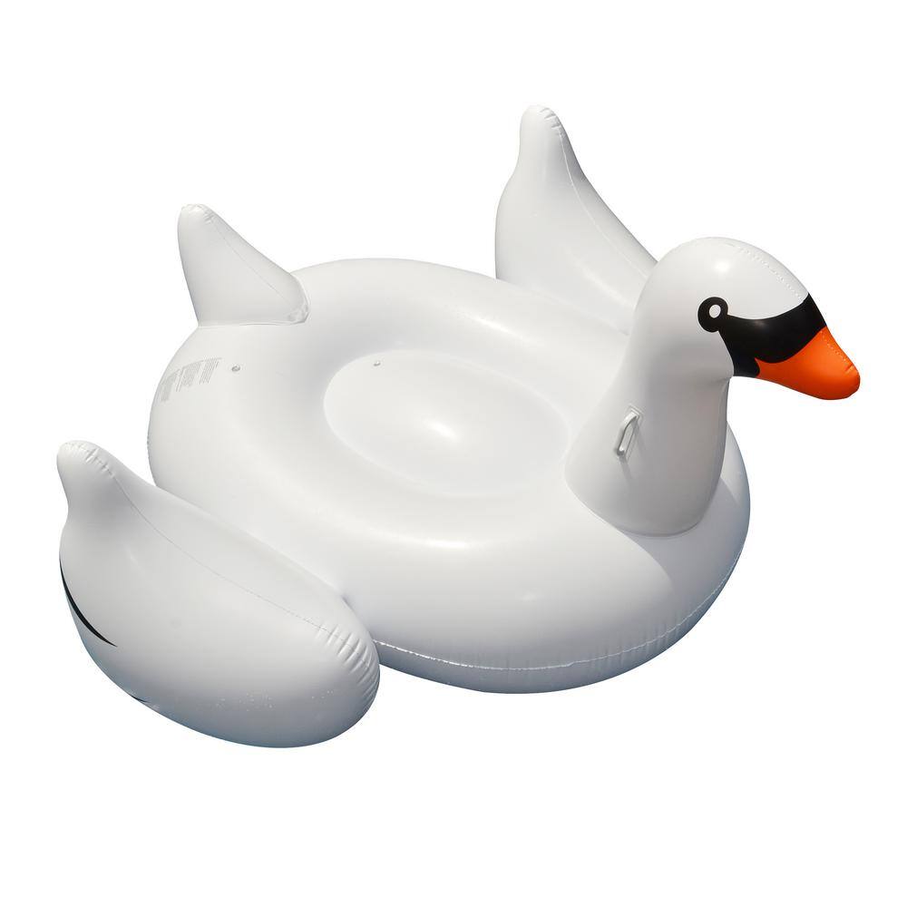 Swimline 75 in. White Giant Inflatable Ride-On Swan Float for Swimming Pools -  90621-WMT