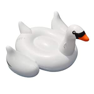 75 in. White Giant Inflatable Ride-On Swan Float for Swimming Pools