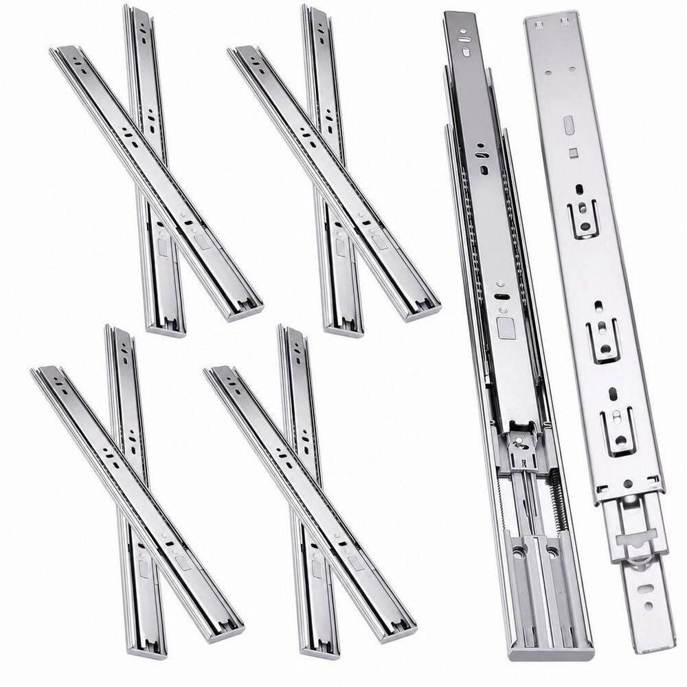8-Piece 4 Pairs 10 in. Soft Close Silver 3 Fold Full Extension Side Mount Cabinet Drawer Glides for Cabinet