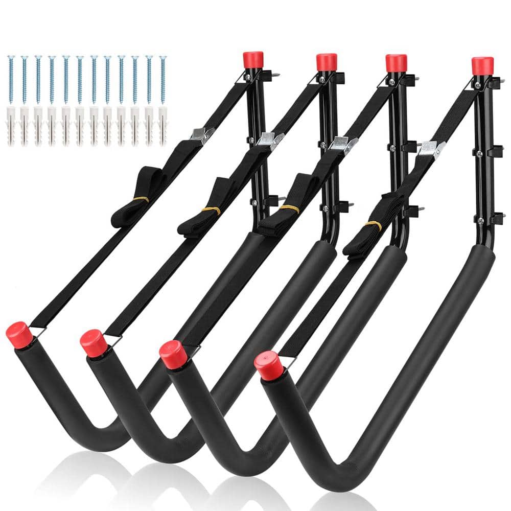 4-Pack 20.5 in. Kayaks Storage Racks, Wall Mount Canoe Hooks for Stand Up P