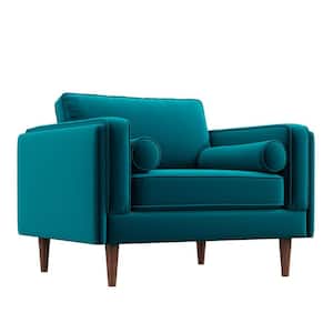 Hudson Mid Century Modern Luxury Accent Comfy Wide Armchair in Teal