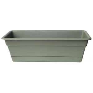 Bloem Dura Cotta 24 in. Black Plastic Window Box Planter with Tray ...