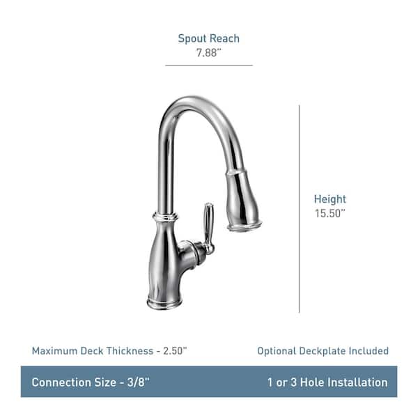 Moen Brantford Spot Resist Stainless 1-Handle Deck-Mount Pull-Down Touchless Kitchen Faucet (Deck Plate Included) Moen Brantford Spot Resist Stainless 1-Handle Deck-Mount Pull-Down Touchless Kitchen Faucet (Deck Plate Included)