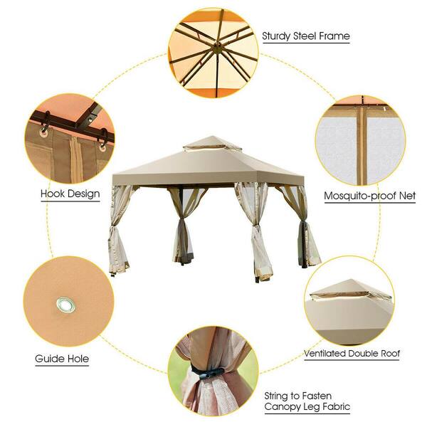 10 x 10 Feet Patio Gazebo Canopy Tent Garden Shelter - Costway