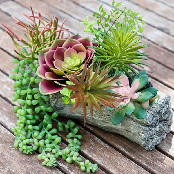 Unbranded 2.75 in. 2-Piece Green Artificial Succulent Plants Indoor Outdoor  Realistic Faux Yucca Unpotted for Home Garden Decor 59C1124D1901