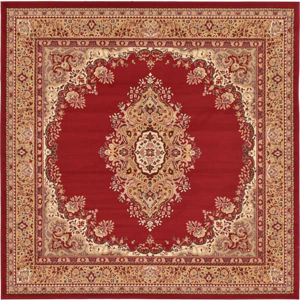 Unique Loom Reza Washington Burgundy 8' 0 x 8' 0 Square Rug